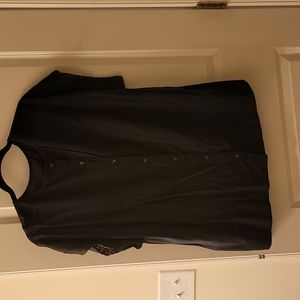 Black Levi Short Sleeve Shirt w/Lace Detailing and Buttons on the back